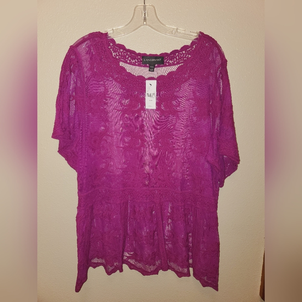 Lane Bryant sheer magenta blouse NWT 18/20